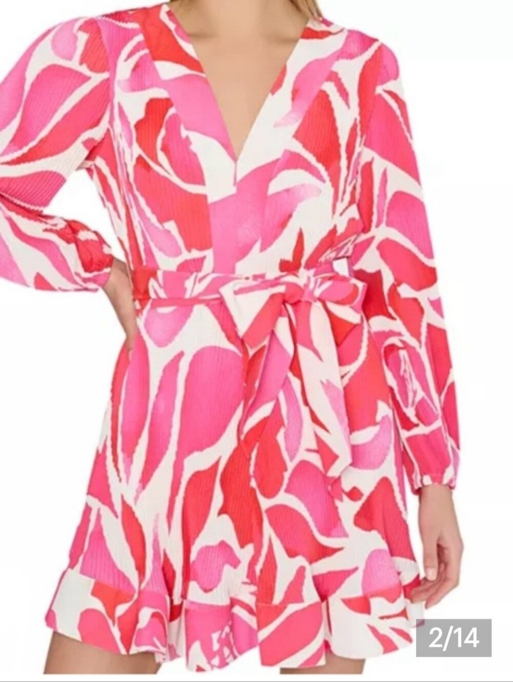 Milly Magenta Pink Liv Dream Rose Pleated Mini Dress Sz 8